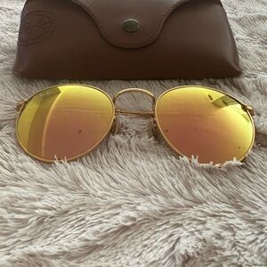 Ray-Ban pink/gold mirror round sunglasses